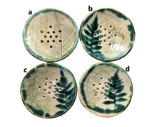 Load image into Gallery viewer, pottery soap dish FERNS, FREE SHIPPING, ceramic sponge holder
