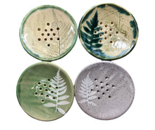 Load image into Gallery viewer, pottery soap dish FERNS, FREE SHIPPING, ceramic sponge holder
