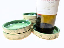 Load image into Gallery viewer, pottery wine bottle coasters with grape leaf impression, FREE SHIPPING
