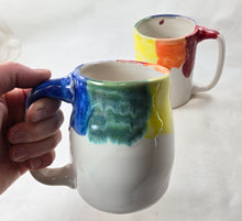 Load image into Gallery viewer, pottery mug rainbow, FREE SHIPPING, handmade ceramic mug
