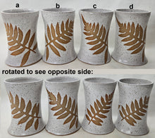 Load image into Gallery viewer, pottery cup &quot;pint glass&quot; speckled white with fern, FREE SHIPPING, ceramic cup
