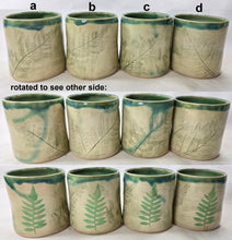 Load image into Gallery viewer, pottery cup &quot;highball glass&quot; with fern impression, FREE SHIPPING, ceramic cup
