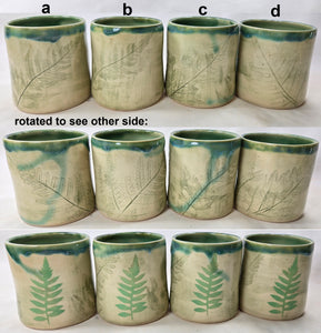 pottery cup "highball glass" with fern impression, FREE SHIPPING, ceramic cup