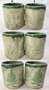 pottery cup "highball glass" with fern impression, FREE SHIPPING, ceramic cup