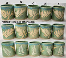 Load image into Gallery viewer, pottery cup &quot;highball glass&quot; green with ferns, FREE SHIPPING, ceramic cup
