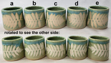 Load image into Gallery viewer, pottery cup &quot;shot glass&quot; green with fern, FREE SHIPPING, ceramic cup
