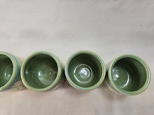 Load image into Gallery viewer, pottery cup &quot;shot glass&quot; green with fern, FREE SHIPPING, ceramic cup
