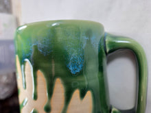 Load image into Gallery viewer, pottery mug green with fern, FREE SHIPPING, handmade ceramic mug
