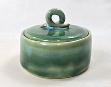 Load image into Gallery viewer, ceramic jar green, FREE SHIPPING, handmade pottery cannister
