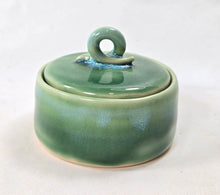 Load image into Gallery viewer, ceramic jar green, FREE SHIPPING, handmade pottery cannister
