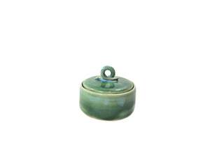 ceramic jar green, FREE SHIPPING, handmade pottery cannister