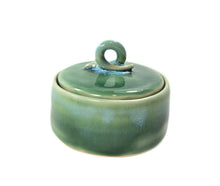 Load image into Gallery viewer, ceramic jar green, FREE SHIPPING, handmade pottery cannister
