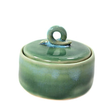 Load image into Gallery viewer, ceramic jar green, FREE SHIPPING, handmade pottery cannister
