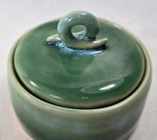 Load image into Gallery viewer, ceramic jar green, FREE SHIPPING, handmade pottery cannister
