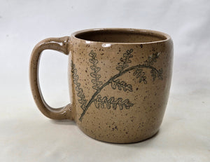 pottery mugs, shortie with ferns, FREE SHIPPING