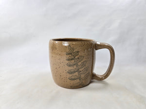 pottery mugs, shortie with ferns, FREE SHIPPING