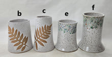 Load image into Gallery viewer, pottery vase, speckled white with ferns - FREE SHIPPING - ceramic vase
