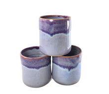 Load image into Gallery viewer, purple pink blue or aqua pottery cups "highball glass", ceramic cup jewel tones
