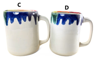 pottery mug rainbow glaze, FREE SHIPPING, handmade ceramic mug