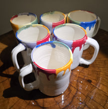 Load image into Gallery viewer, pottery mug rainbow glaze, FREE SHIPPING, handmade ceramic mug
