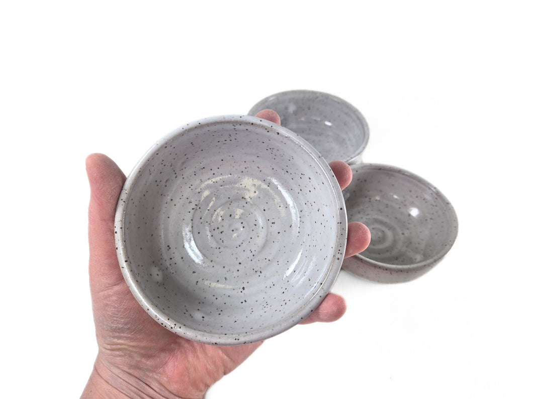 pottery bowl, small, speckled white, FREE SHIPPING