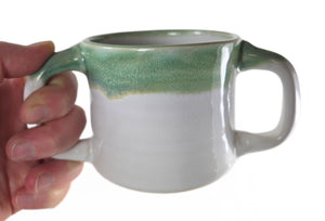 pottery mug with 2 handles, small, FREE SHIPPING