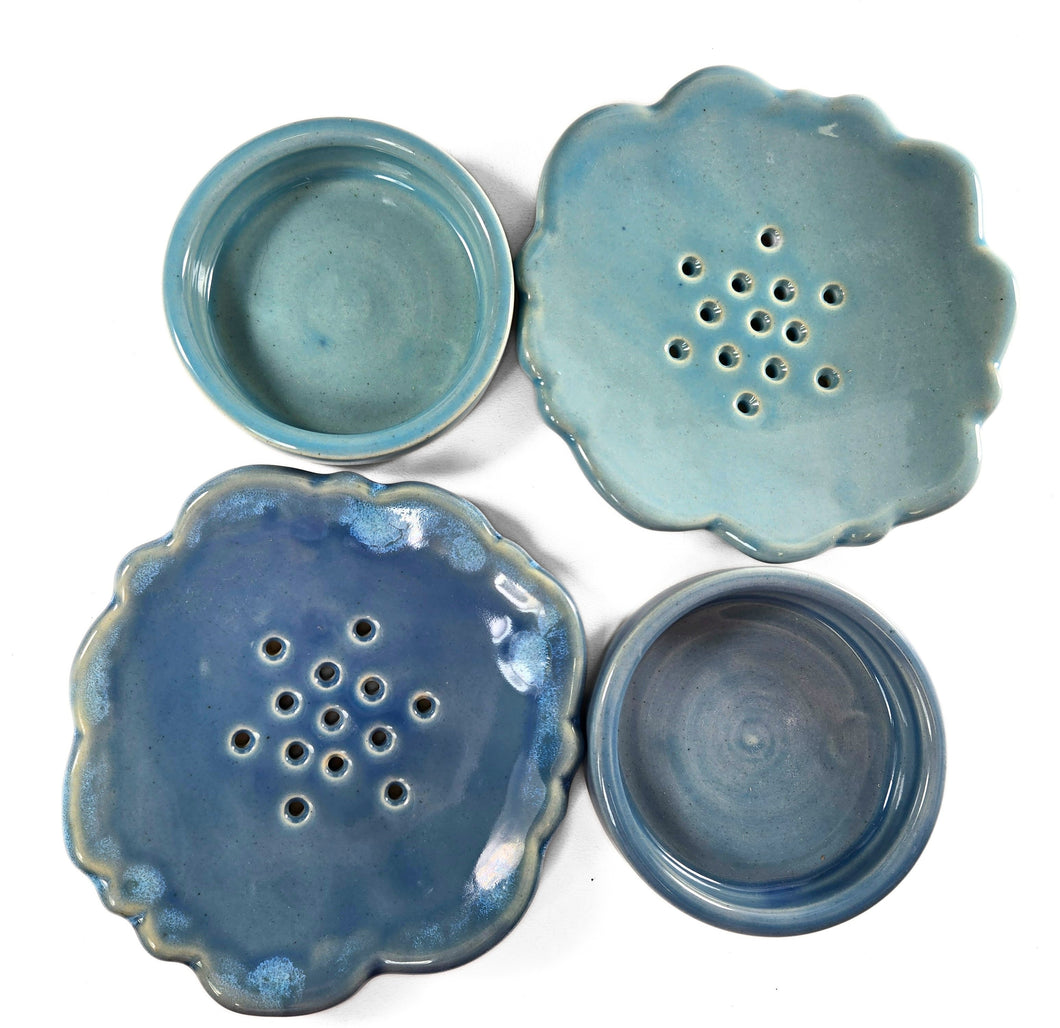 pottery soap dish, clouds ! , FREE SHIPPING, ceramic sponge holder