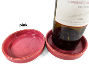 pottery wine bottle coasters, various colors, FREE SHIPPING