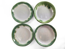 Load image into Gallery viewer, pottery dish, white with green rim, FREE SHIPPING, small ceramic dish
