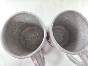pottery mug, speckled white with ferns, FREE SHIPPING
