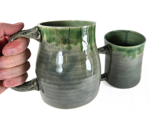 pottery mug made of recycled materials with leaf impressions, FREE SHIPPING, handmade ceramic mug