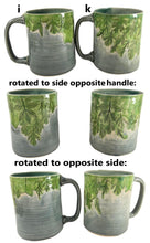 Load image into Gallery viewer, pottery mug made of recycled materials with leaf impressions, FREE SHIPPING, handmade ceramic mug
