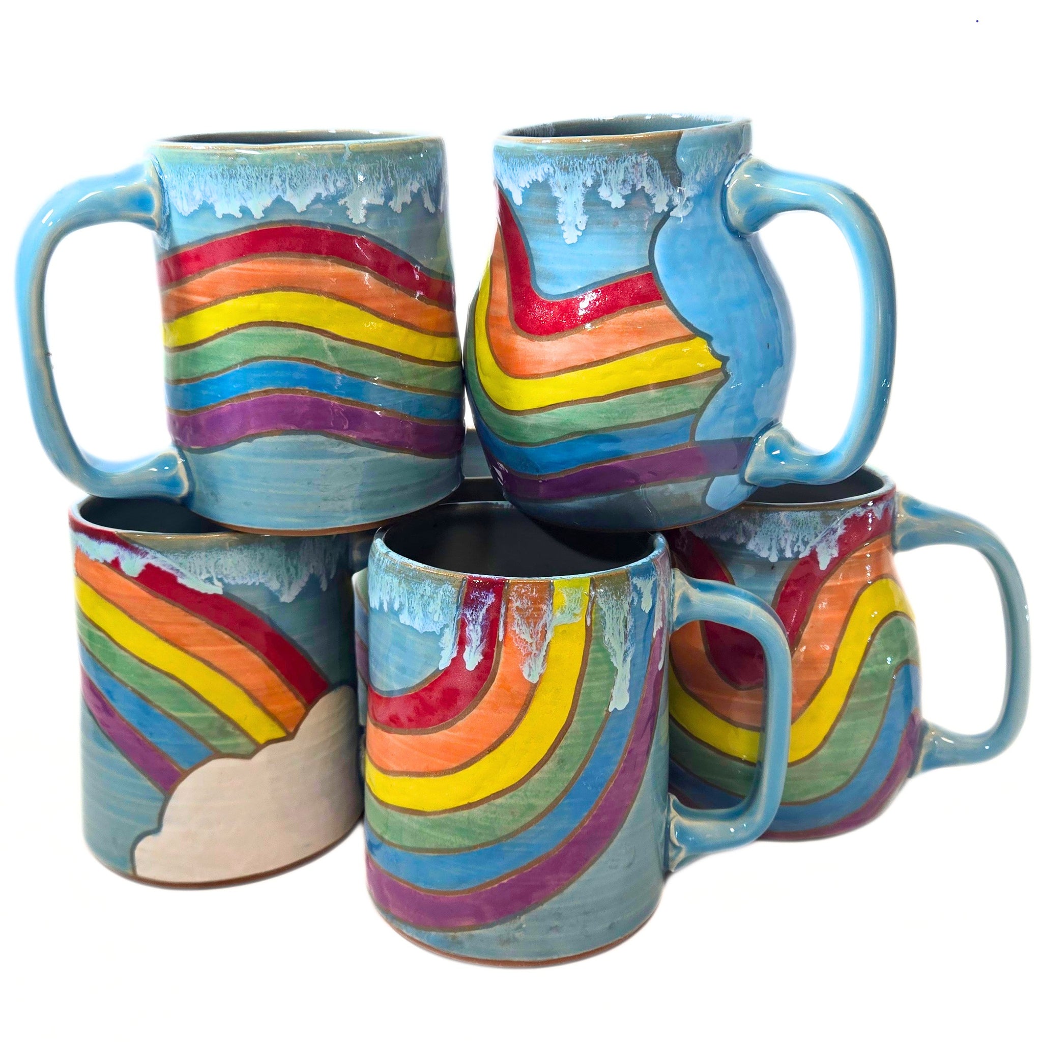 pottery mug rainbow, handmade ceramic mug – StellaNCWorks