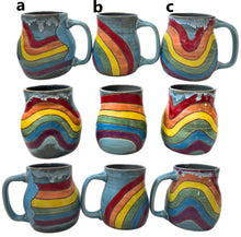Load image into Gallery viewer, pottery mug rainbow, handmade ceramic mug
