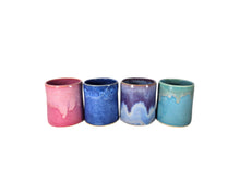 Load image into Gallery viewer, purple pink blue or aqua pottery cups "highball glass", ceramic cup jewel tones
