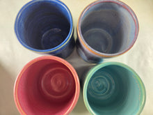 Load image into Gallery viewer, purple pink blue or aqua pottery cups "highball glass", ceramic cup jewel tones
