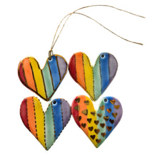 Load image into Gallery viewer, holiday ornament rainbow heart with real gold, Christmas ornament
