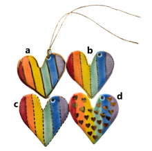 Load image into Gallery viewer, holiday ornament rainbow heart with real gold, Christmas ornament
