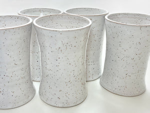 pottery cup "pint glass" speckled white, FREE SHIPPING, ceramic cup