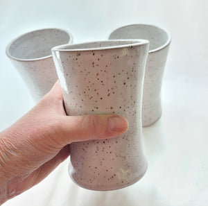 pottery cup "pint glass" speckled white, FREE SHIPPING, ceramic cup