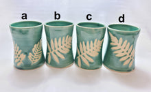 Load image into Gallery viewer, pottery &quot;glass&quot; (cup) - FREE SHIPPING - green ceramic fern pint glasses
