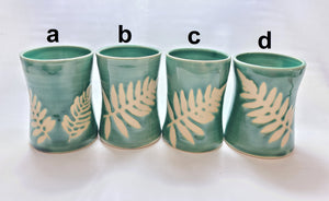 pottery "glass" (cup) - FREE SHIPPING - green ceramic fern pint glasses