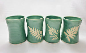 pottery "glass" (cup) - FREE SHIPPING - green ceramic fern pint glasses