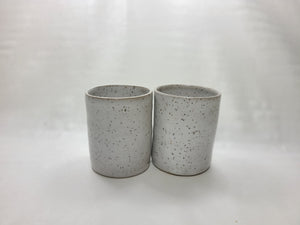 pottery cup "highball glass" speckled white, FREE SHIPPING, ceramic cup