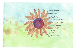 watercolor sunflower PRINT "Sunflowers Will Grow" - Ukraine fundraiser