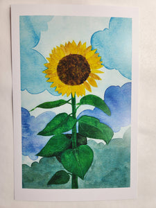 watercolor sunflower PRINT "Sunflower Garden" - Ukraine fundraiser