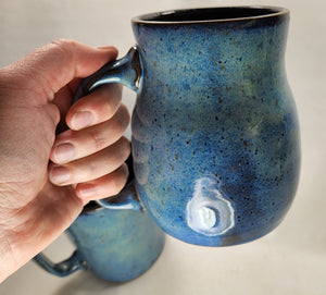 blue pottery mug - FREE SHIPPING - handmade stoneware coffee mug