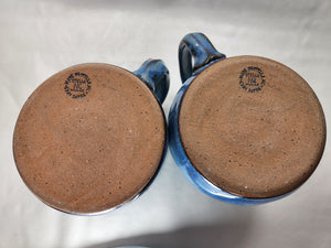blue pottery mug - FREE SHIPPING - handmade stoneware coffee mug