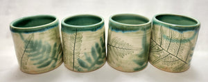 small pottery cup - FREE SHIPPING - wheel-thrown & fern-impressed