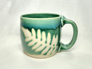 big pottery mug - FREE SHIPPING - handmade ceramic fern mug